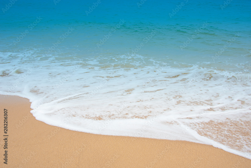 Obraz premium Wave & Sand beach background , holiday or relax in summer concept.