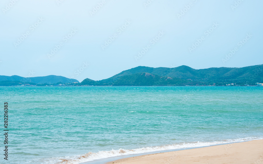 Tropical sea beach island with blue sky background,summer and relax concept