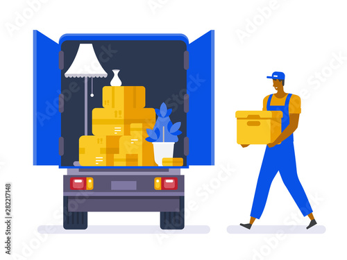 Moving house service. Vector illustration