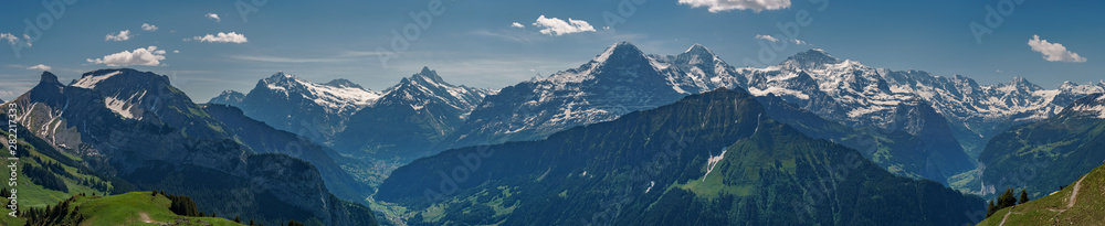 Big pano of the Suisse Alps mountains