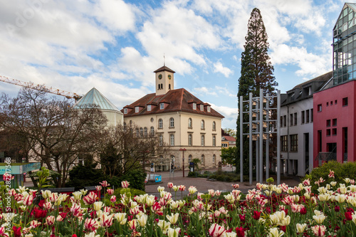 Panorama of City Gallery building, Stadtgalerie and townhall square of Sindelfingen.