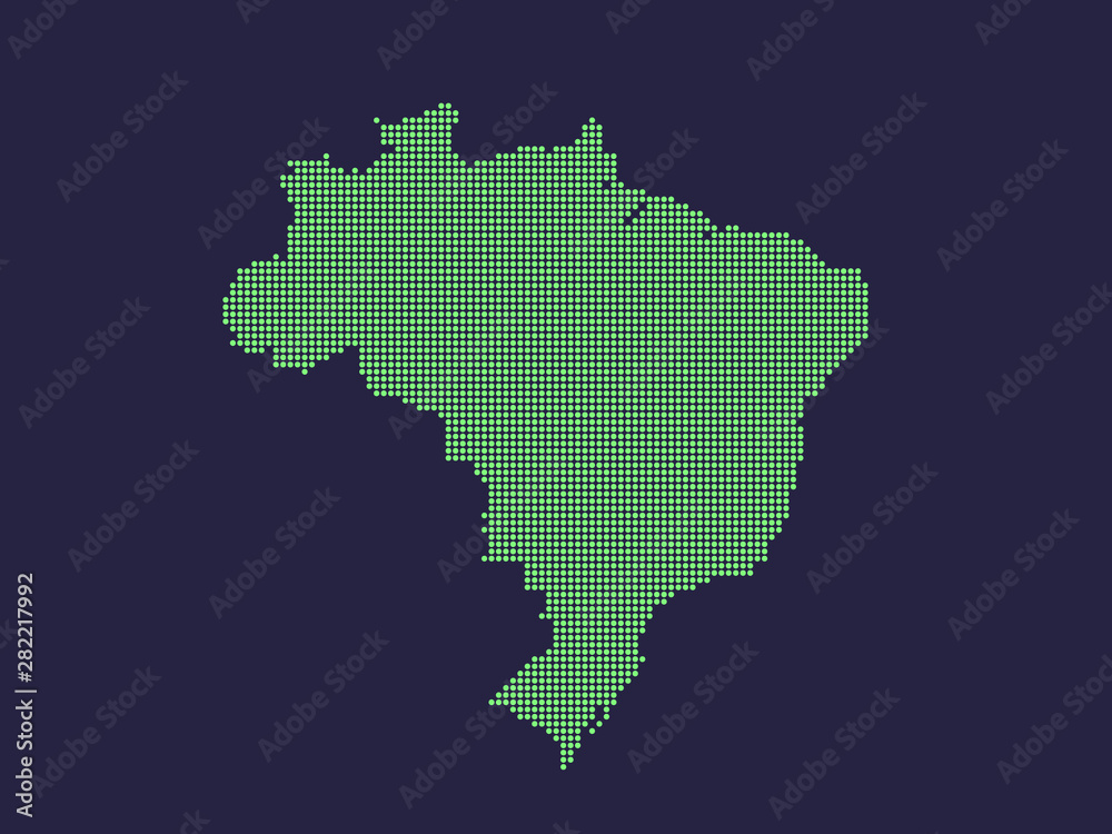 Brasil pixel map. Vector illustration. Halftone style.