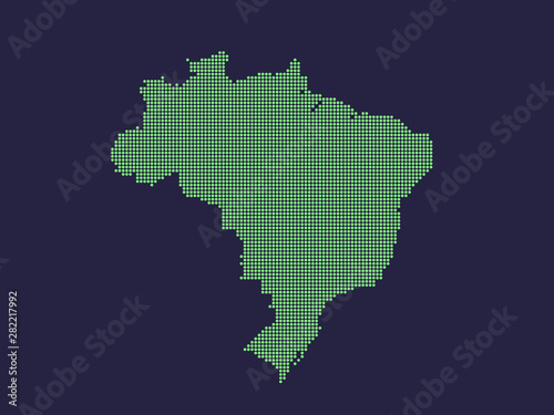 Brasil pixel map. Vector illustration. Halftone style.