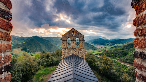 San Miguel Hermitage near Potes, Cantabria, Spain. photo