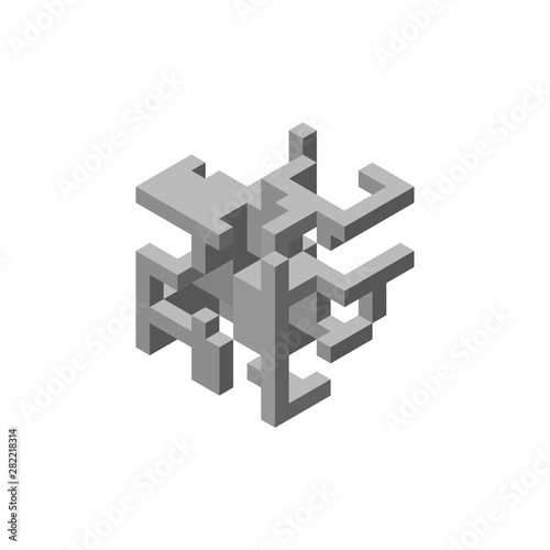 Abstract 3d construction. Isolated on white background. Vector illustration.