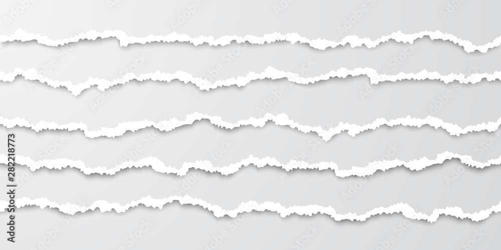 Set of horizontal seamless torn paper stripes. Paper texture with damaged  edge. Tear paper borders. Vector illustration Stock Vector | Adobe Stock