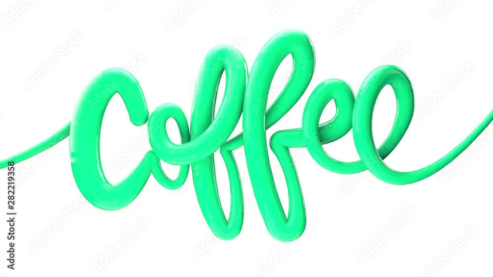 Coffee bubble script write on typography background 3D Render Coffee bubble script write on typography background 3D Render