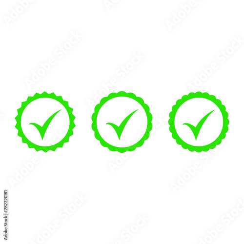 Green approved icon. Profile Verification. Accept badge.