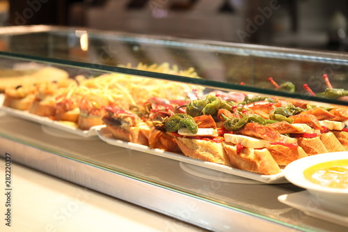 Spanish food restaurant tapas display
