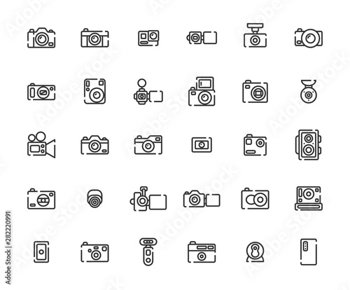 Camera Outline Icon Set ,Vector Illustration.