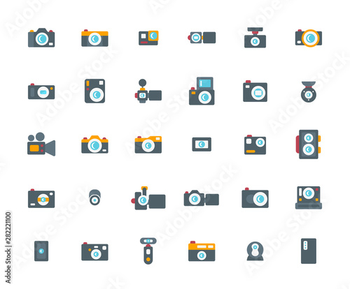 Camera Flat Icon Set ,Vector Illustration.