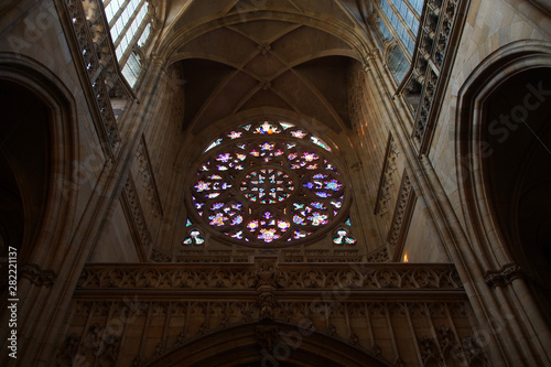 Prague (Czech Republic). Rosette inside the Prague Cathedral (Chrám svatého Víta or Katedrála Svatého Víta)