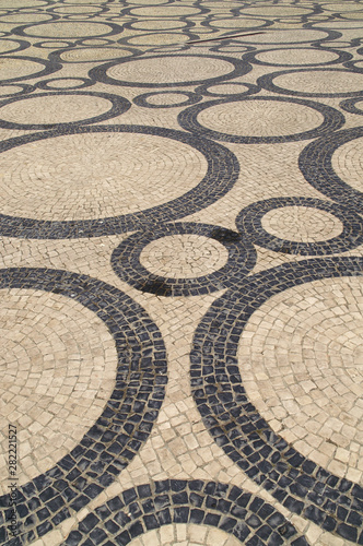 Aveiro (District of Aveiro) Portugal. Detail of the cobbled floor in the Plaza de la República in the urban center of the city of Aveiro