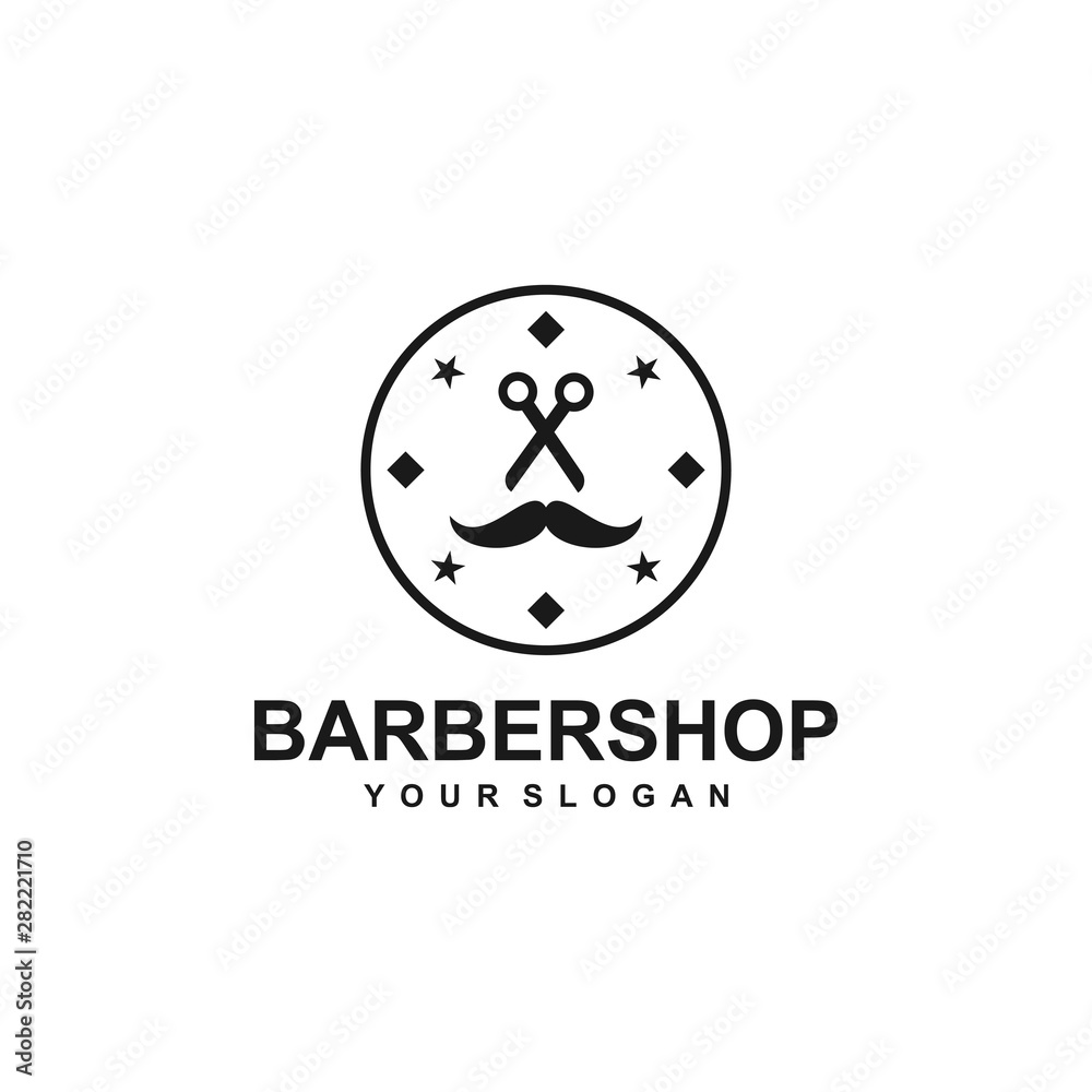 Barber shop logo template design vector, hair cut Barber shop logo template design vector, hair cut