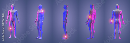 3d rendering illustration of pain human collection