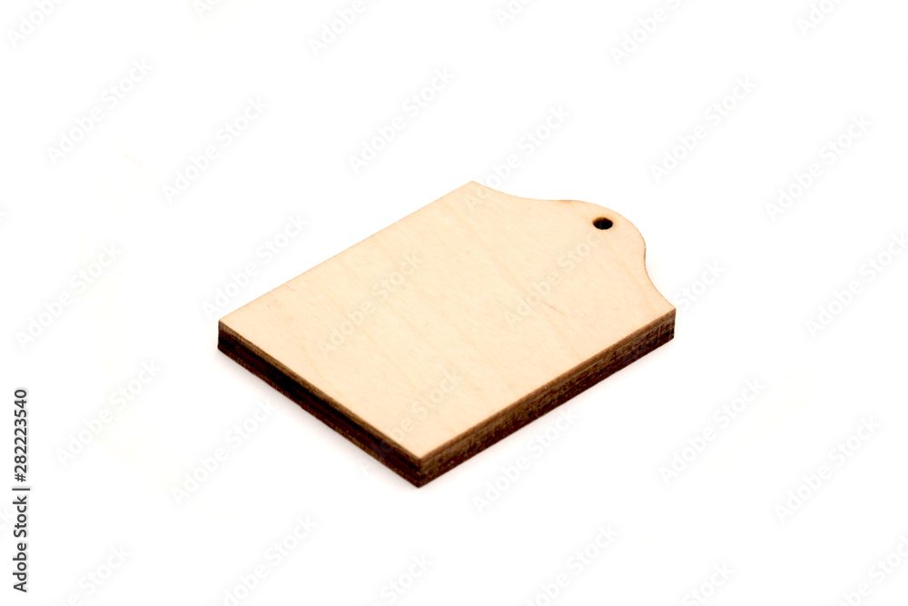 Fototapeta premium clean wood badge isolated on white background