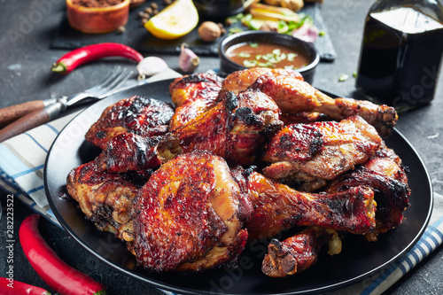 close-up of hot Grilled Jamaican Jerk Chicken