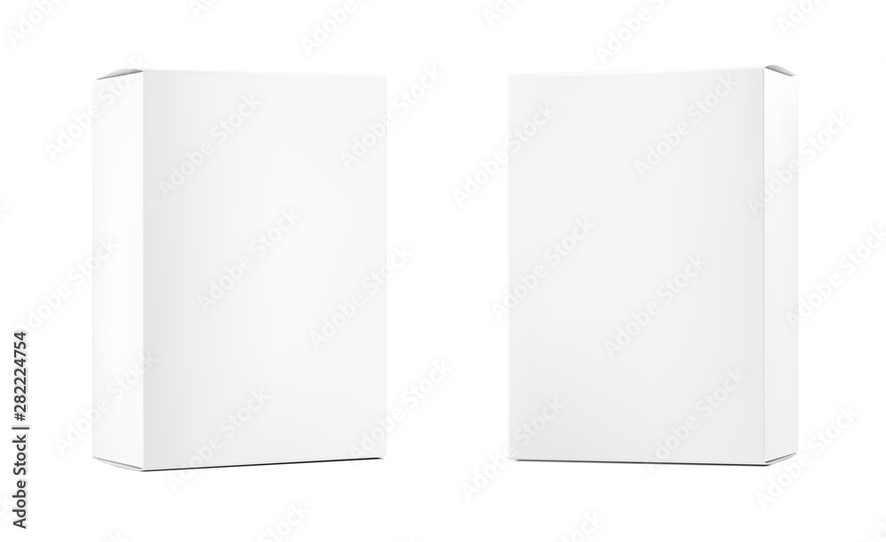 Realistic blank cardboard packaging boxes mock up. Vector illustration isolated on white background. Can be use for medicine, food, cosmetic and other. Ready for your design. EPS10. Realistic blank cardboard packaging boxes mock up. Vector illustration isolated on white background. Can be use for medicine, food, cosmetic and other. Ready for your design. EPS10.
