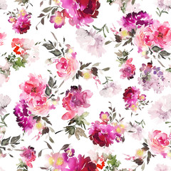 Stickers Vintage bloemen patronen Aquarel zomerbloemen handgeschilderd patroon  © Karma