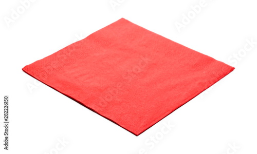 Red paper napkin isolated on white background