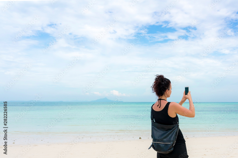 young cute hipster girl travelling at beautiful blue sky paradise tropical coast beach PP Island Krabi Phuket Thailand guiding idea for long weekend female relax rest woman women planning life young cute hipster girl travelling at beautiful blue sky paradise tropical coast beach PP Island Krabi Phuket Thailand guiding idea for long weekend female relax rest woman women planning life