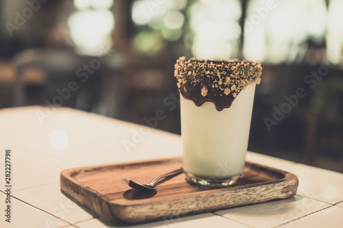 Fresh milk and chocolate, c...