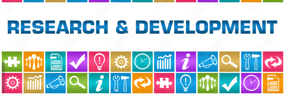 Research And Development Colorful Box Grid Business Symbols Research And Development Colorful Box Grid Business Symbols