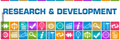 Research And Development Colorful Box Grid Business Symbols 