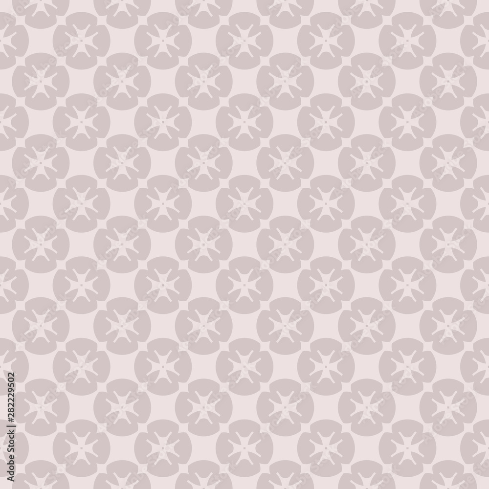 Vector floral geometric seamless pattern with crosses, stars, flower shapes