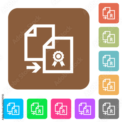Copy certificate rounded square flat icons