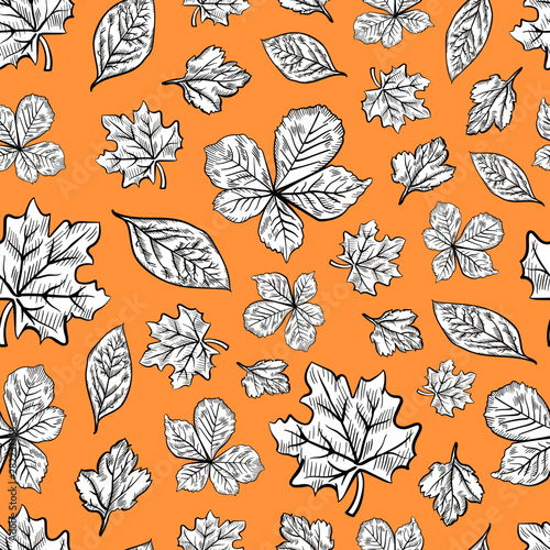 leaves graphic seamless pattern doodle sketch illustration