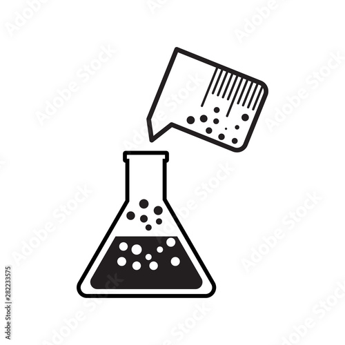 Black and white test tube icon vector illustration on white background