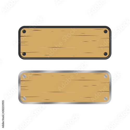 Vector illustration of realistic wood nameplate signs