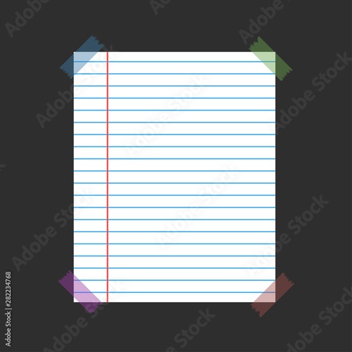 Vector illustration of a sheet of notebook, sheet in line