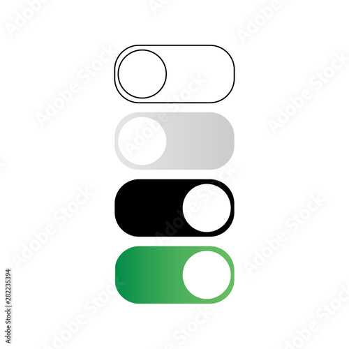 On and off toggle buttons isolated on the white background