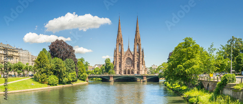 Cityscape of Strasbourg and the Reformed Church Saint Paul, France photo