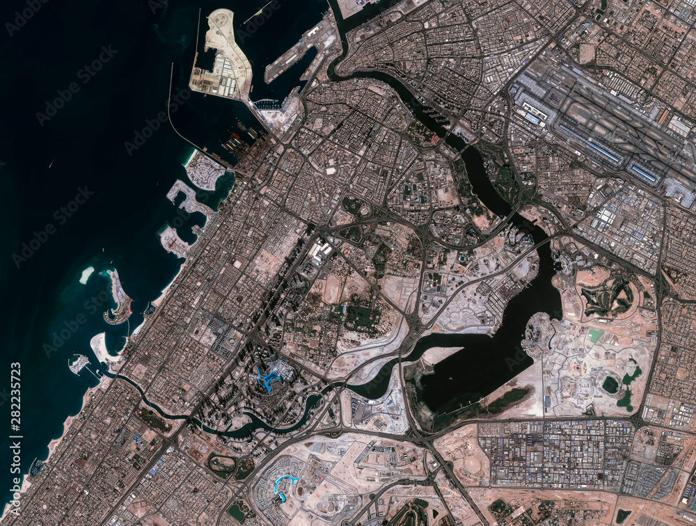High resolution Satellite image of Dubai, UAE (Isolated imagery of UAE. Elements of this image