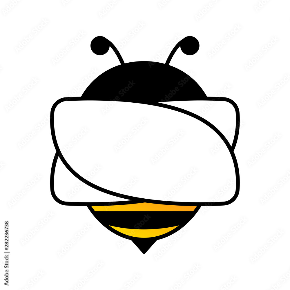 Obraz premium Lovely simple design of a yellow and black bee on a white background