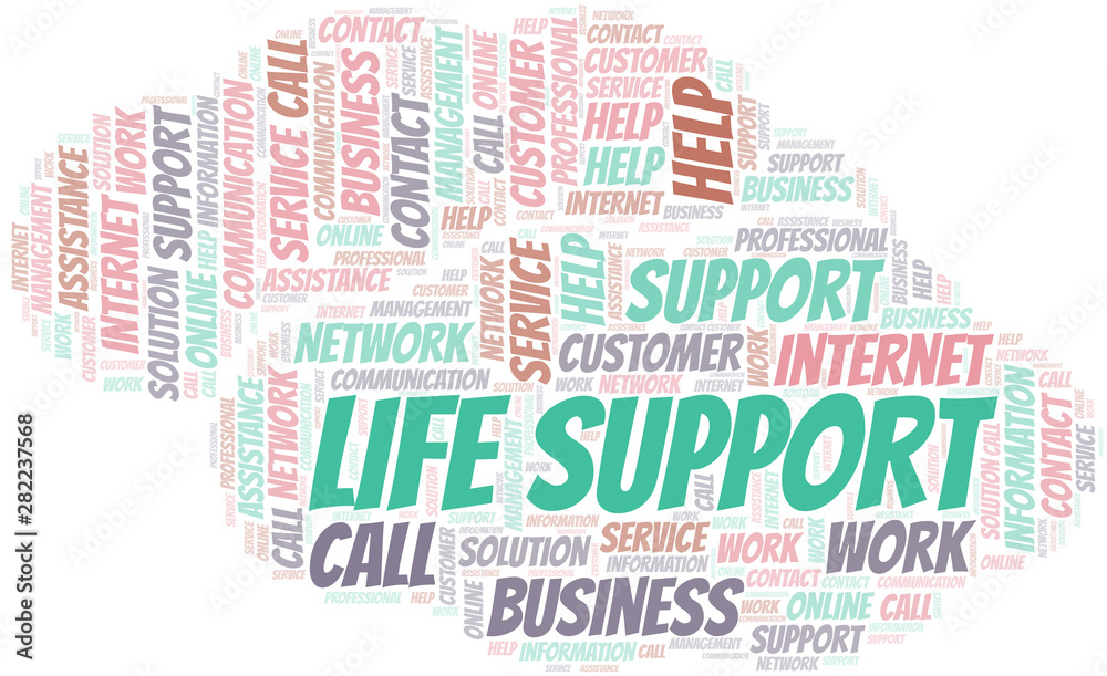 Life Support word cloud vector made with text only.