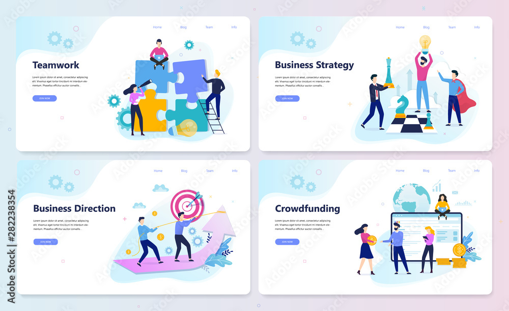 Business strategy web banner concept set. Market research Business strategy web banner concept set. Market research