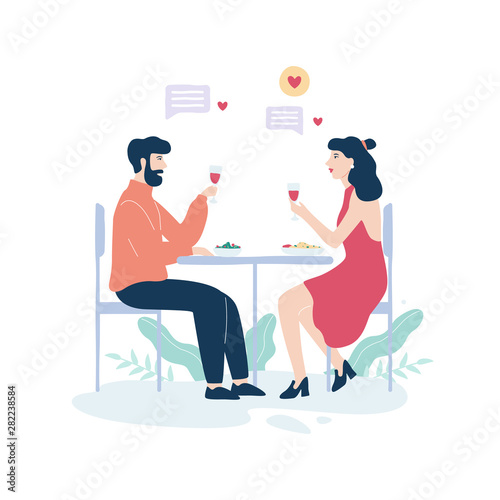 Man and woman in restaurant on the romantic date