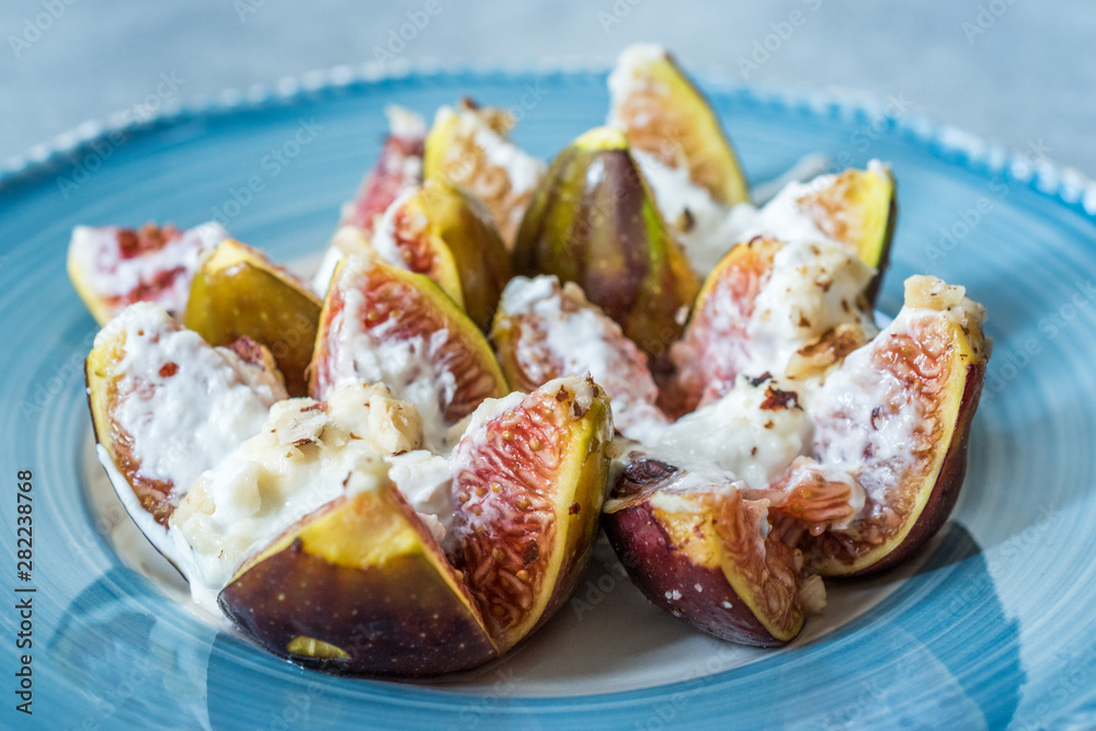 Figs with Goat Cream Cheese, Honey and Hazelnut Powder. Figs with Goat Cream Cheese, Honey and Hazelnut Powder.