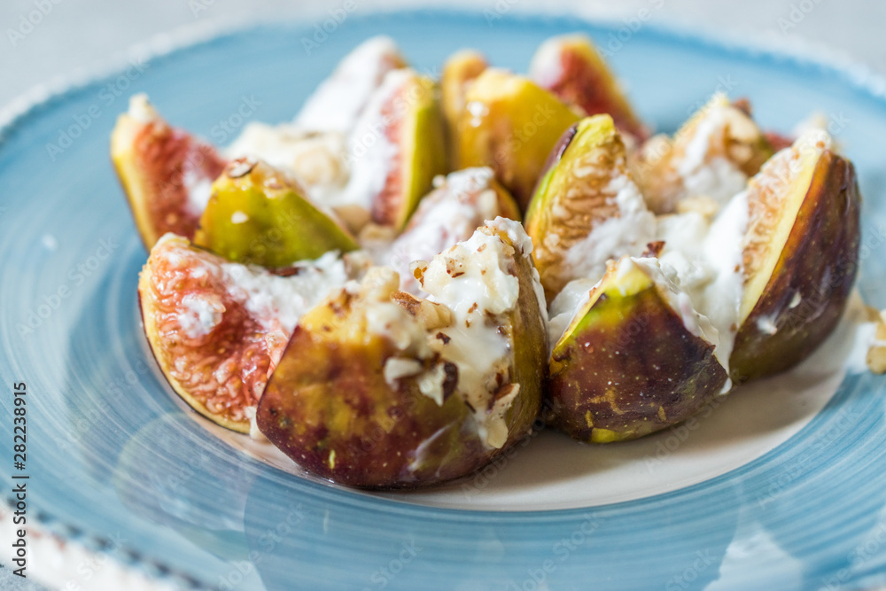 Figs with Goat Cream Cheese, Honey and Hazelnut Powder. Figs with Goat Cream Cheese, Honey and Hazelnut Powder.