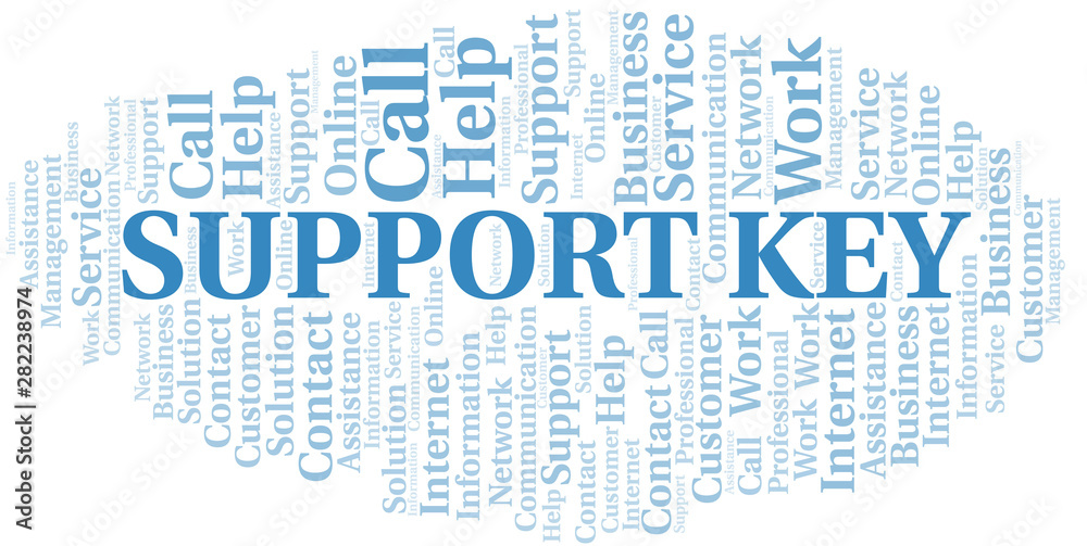 Obraz premium Support Key word cloud vector made with text only.
