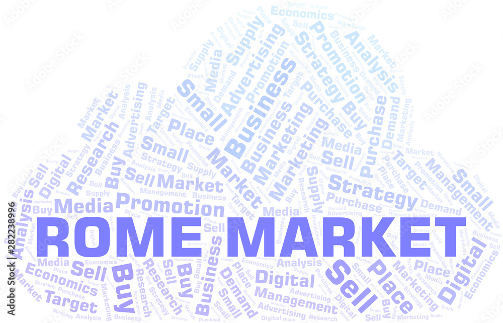 Rome Market word cloud. Vector made with text only.
