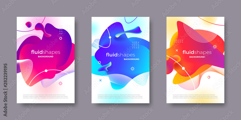 Set of banner with abstract modern fluid shapes with gradient color ...