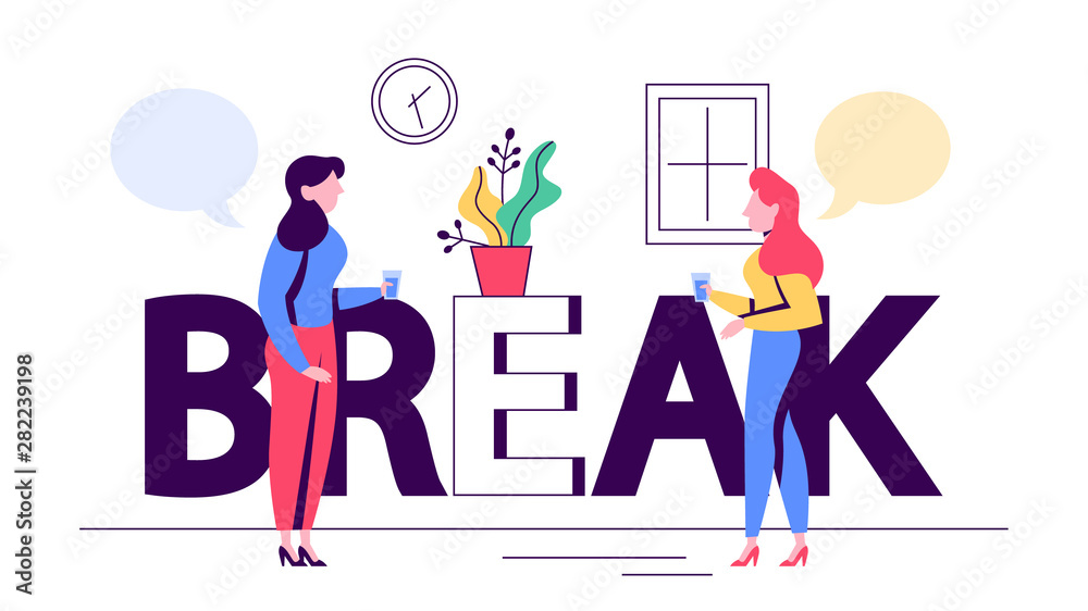 Coffee break time concept. Person relax on the work Coffee break time concept. Person relax on the work