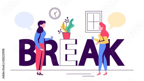 Coffee break time concept. Person relax on the work