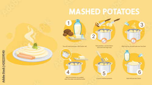 Mashed potato recipe. Cooking dinner or lunch at home