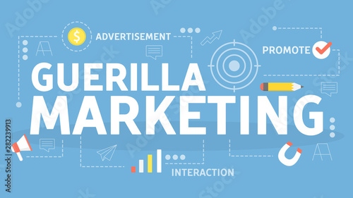 Guerrilla marketing concept illustration. Corporate business promotion